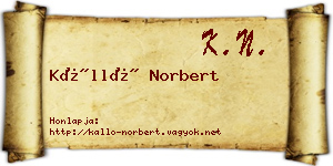 Kálló Norbert névjegykártya